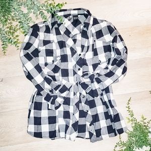 Grey buffalo plaid button down